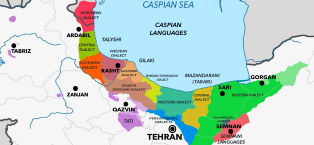 Caspian Sea Languages Map-Iran