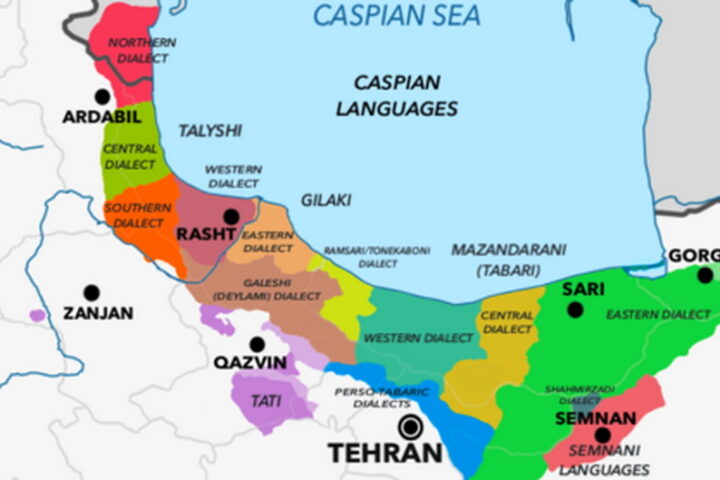 Caspian Sea Languages Map-Iran