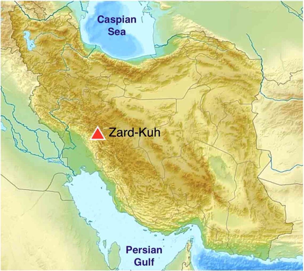 Zardkuh Mountain Map