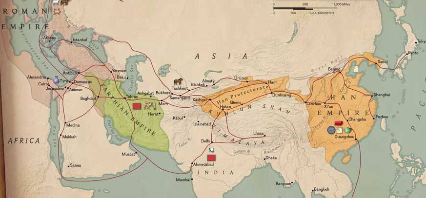 Iran silk road map Persia