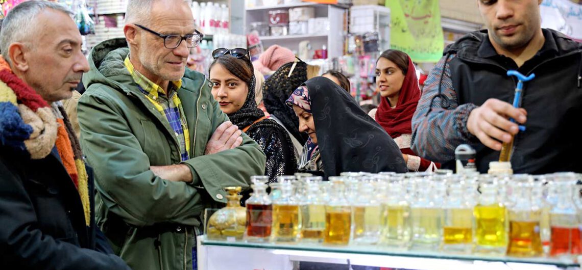 Handmade perfume maker in Iranian bazaar