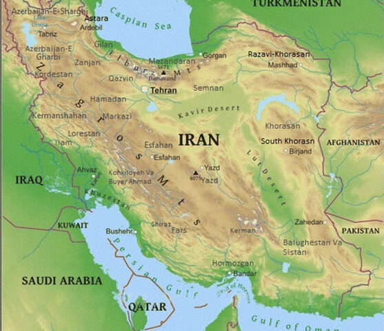 Iran Mountains and Desert Map