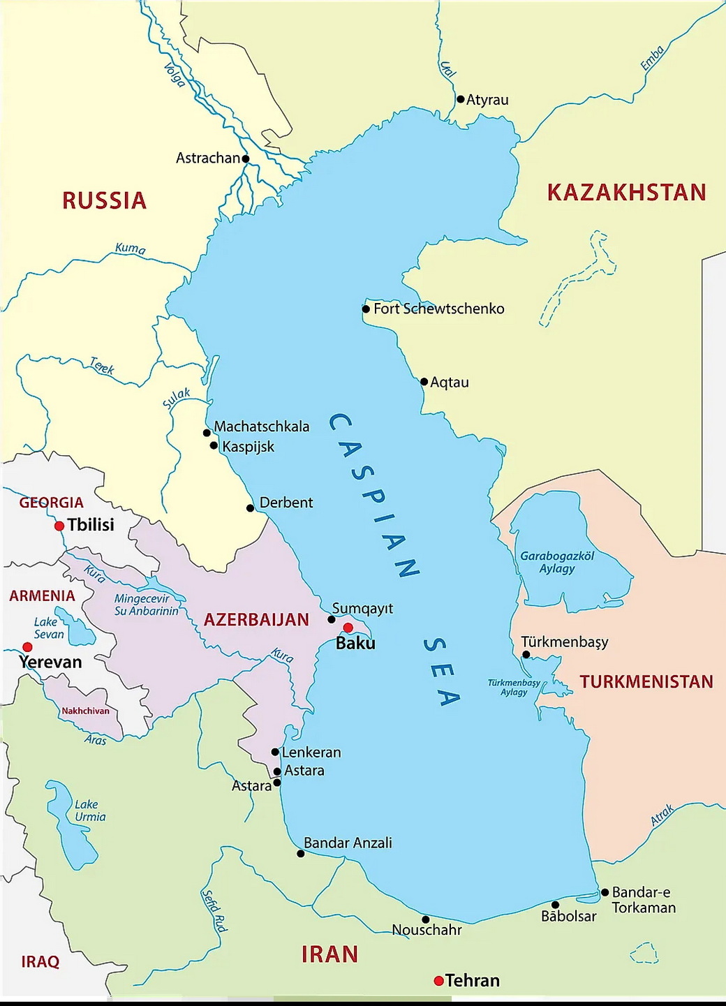 Каспийское море города