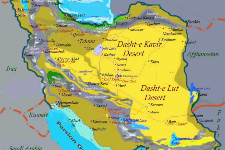Dasht-e-Kavir-Lut Desert Iran Map