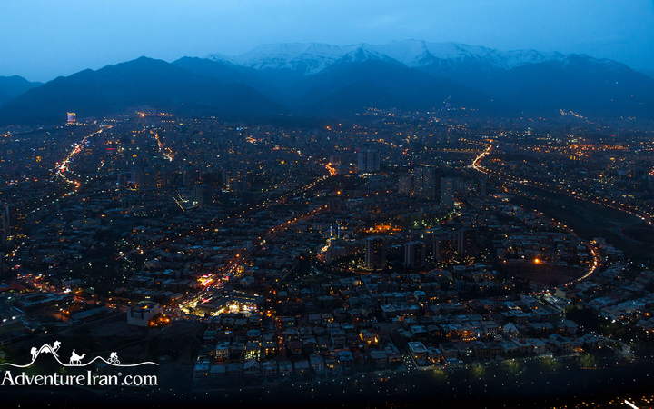 Tehran winter night landscape view