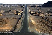 on the road through Dasht-e Lut desert