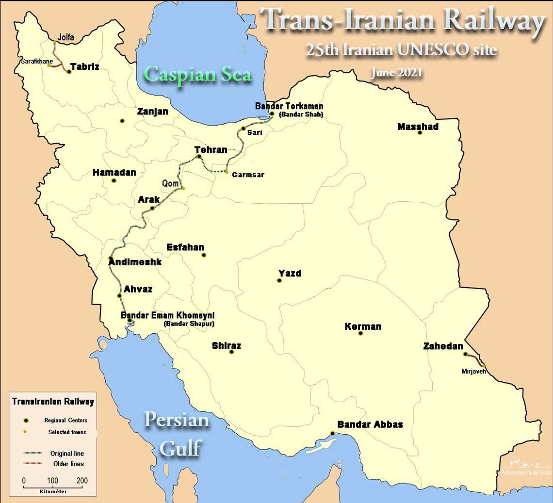 Trans Iran railway map
