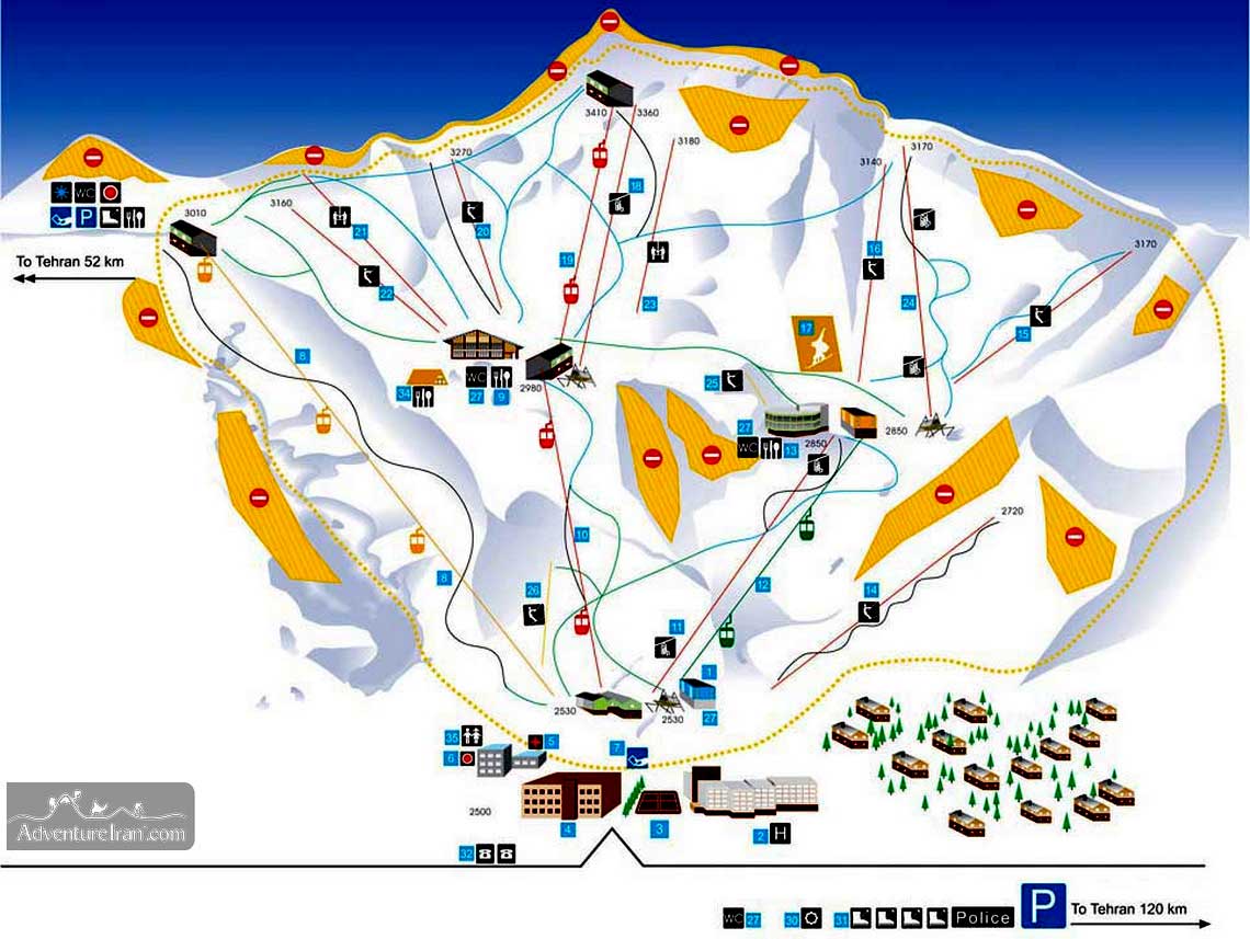 Dizin Ski resort Piste Map