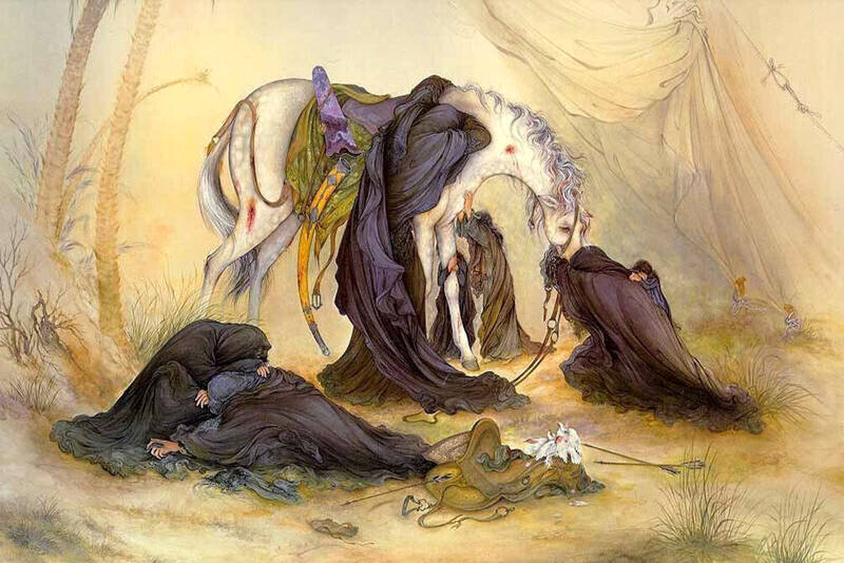 famous Iranian painting the evening of Ashura