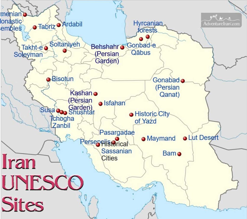 Iran Travel Tour Guide Map