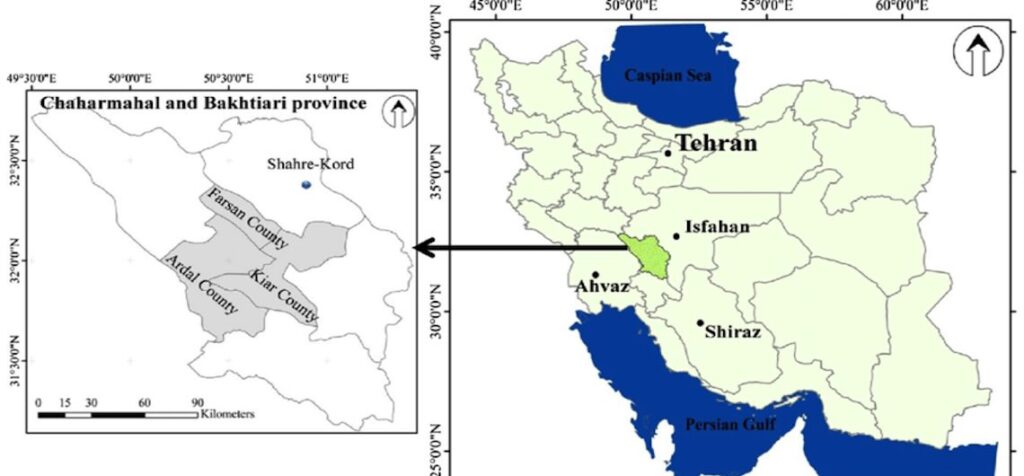 Location Chaharmahal Bakhtiari province Iran map