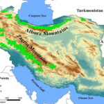 Alborz-Zagros Mountain Range Topography Map-Iran