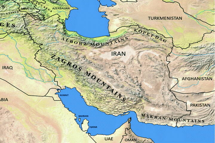 Alborz Zagros Mountain Range map-IRAN