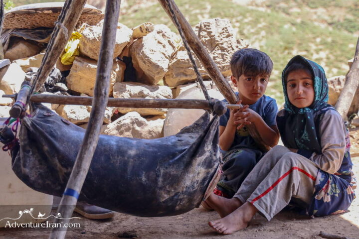Bakhtiari Nomad Children in nomadic tent