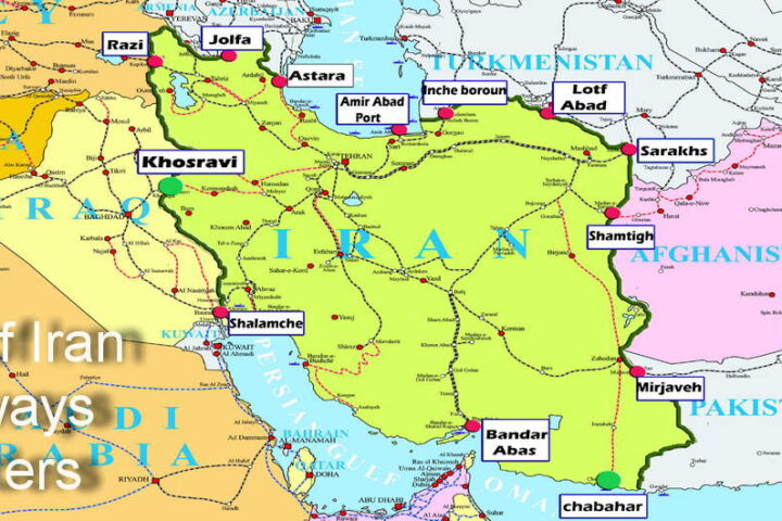 Map of Iran Railways Borders