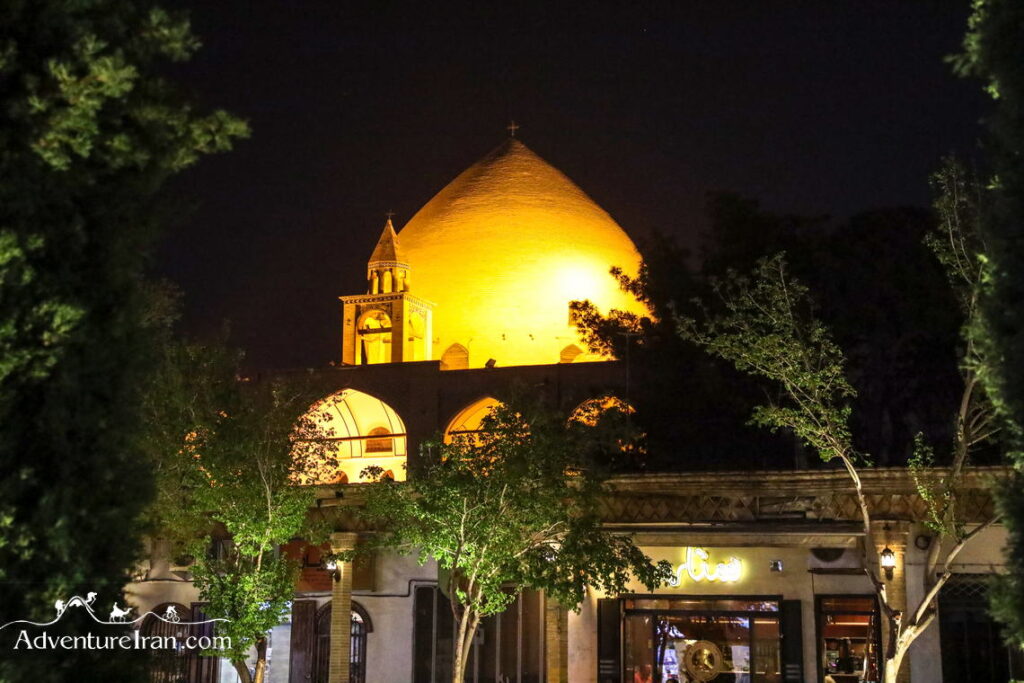 Vank Cathedral church Jolfa neighborhood Esfahan night view