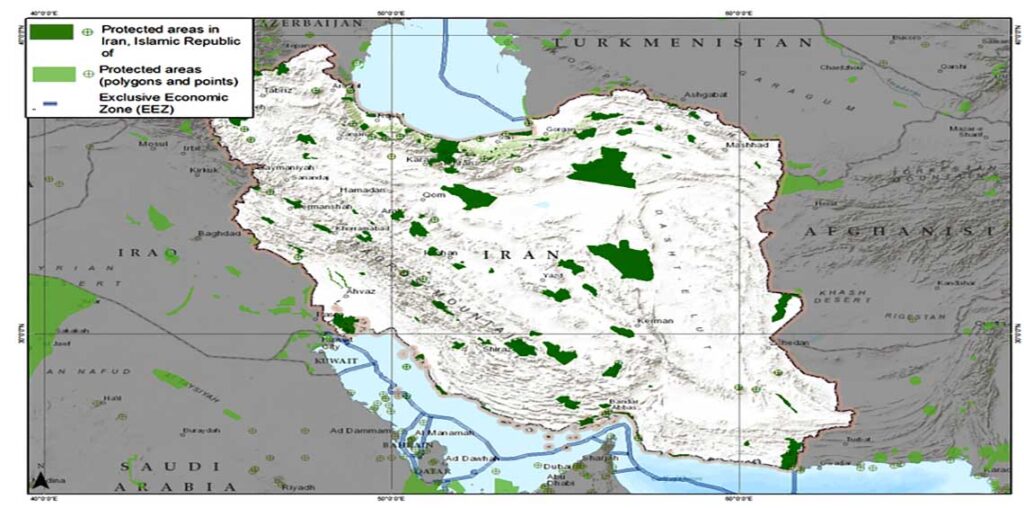 Iranian protected areas and national park Map