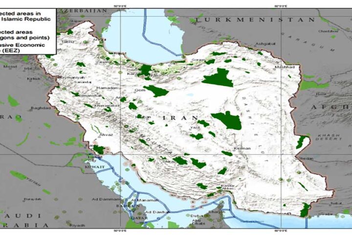 Iranian protected areas and national park Map