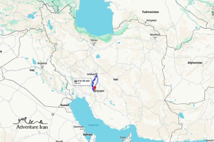Esfahan to Mount Dena distance - Iran Map