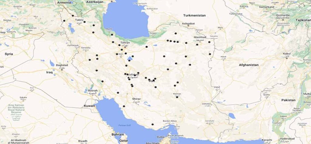 Iran Caravanserai Map