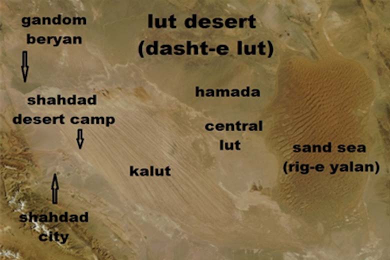Gandom Beryan Location in Lut Desert
