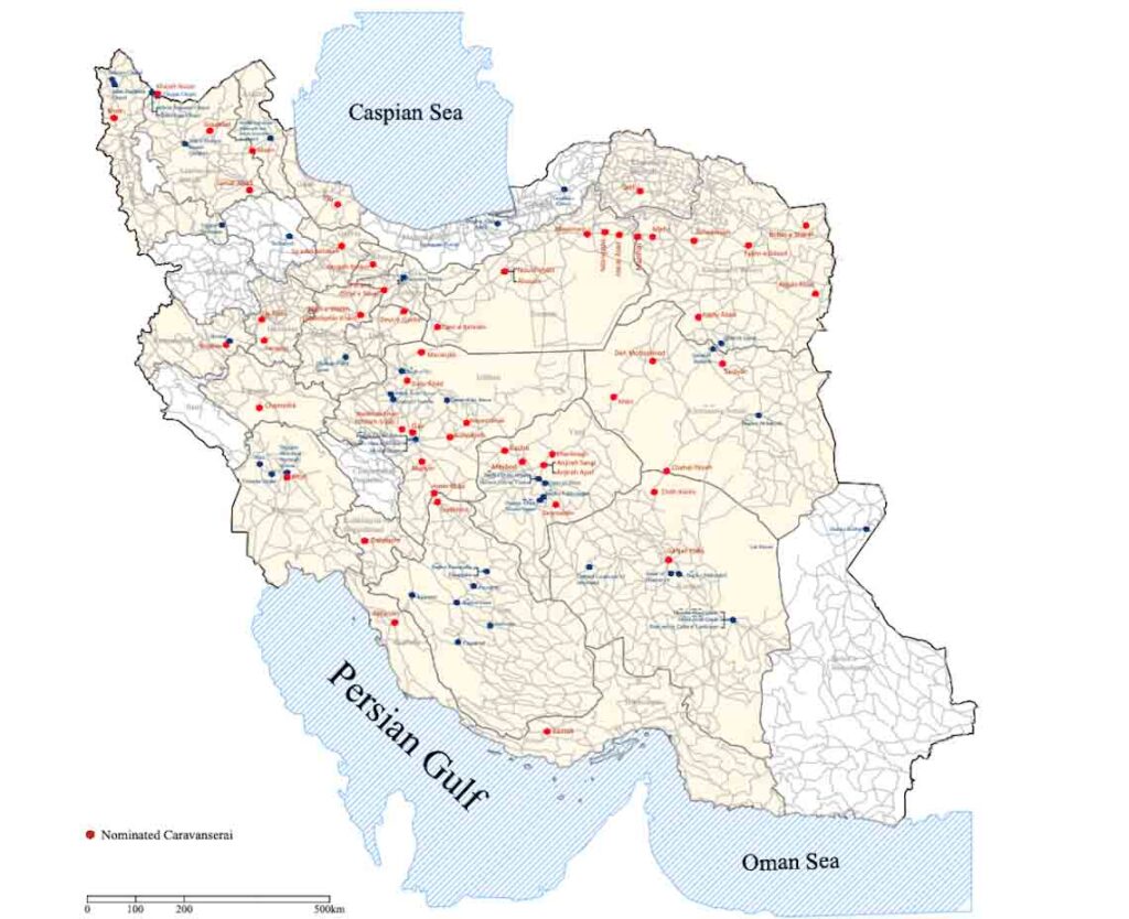 Persian Caravanserai map Iran