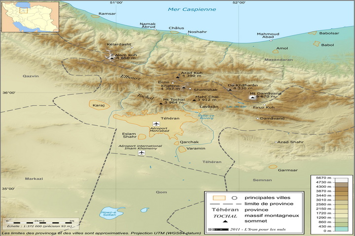 Tehran Province Topography Map